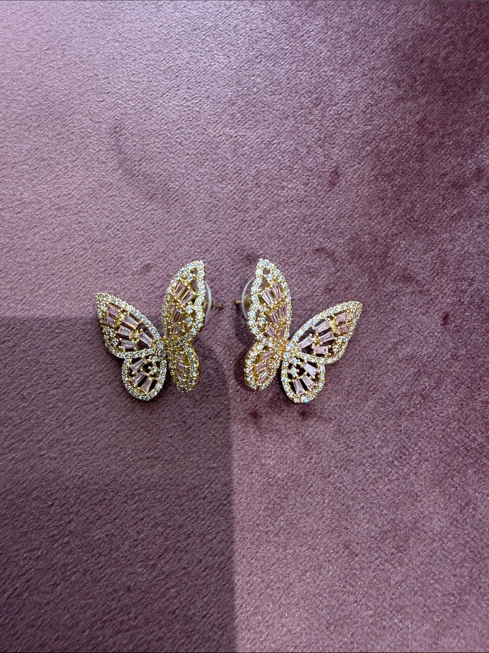Gold Butterfly Crystal Stud Earrings - Brand